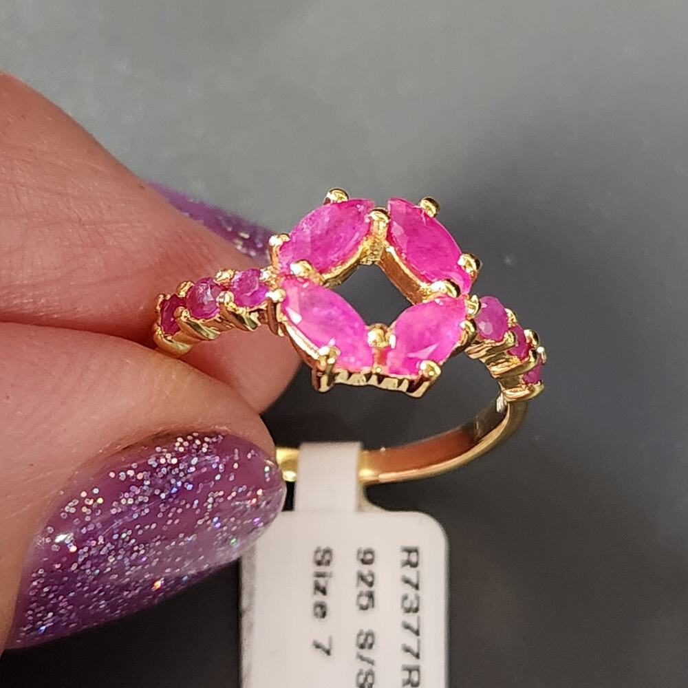 NEW Pink ? Gemstone Cocktail Ring SZ 7 Sterling Silver 925 QJ SS Oval Jewelry